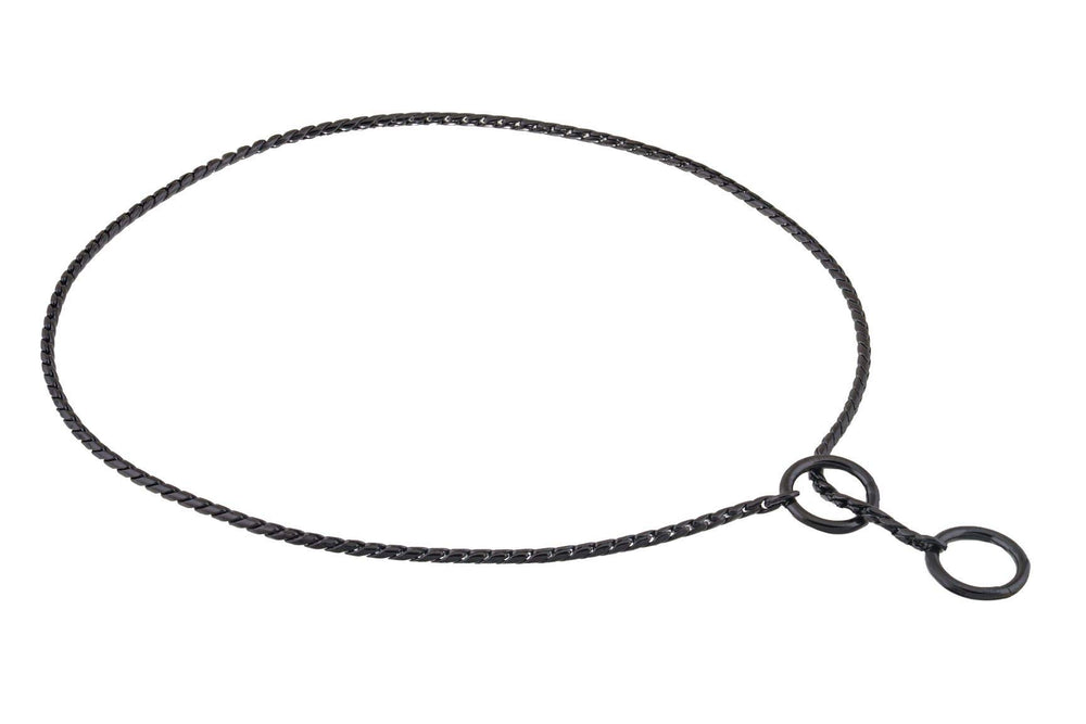Alvalley metal chain dog show collar in black, 24in, 3mm, for show-ready elegance.