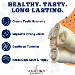 Amazing Dog Treats beef cheek roll supports dental health via gum stimulation