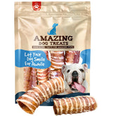 Amazing Dog Treats beef trachea rings 50pcs pack hero—high-protein dental-friendly chews.