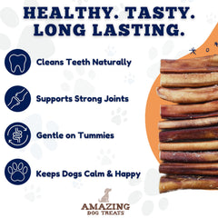 Amazing Dog Treats bully sticks 6-inch packaging detail showcases premium sourcing and quality.
