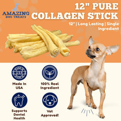 Amazing Dog Treats collagen-stick 12in pack wide view emphasizes value and chew size