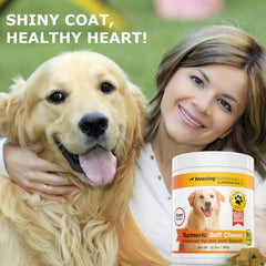 Amazing Nutritionals Turmeric dogs chews closeup highlights bacon-liver flavor for easy daily supplementation
