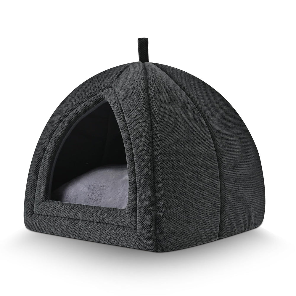 Amazon Basics Cat Cave Bed foldable design offers versatile lounging options.