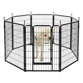 Amazon Basics dog playpen folded for compact storage and easy transport.