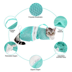 Ameami cat bathing brush demonstrates soothing massage during bath time.
