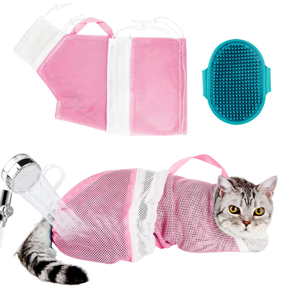 Ameami cat grooming washing bag adjustable fit during bath with easy paw access