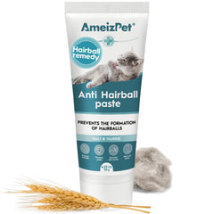 AmeizPet Hairball Remedy bottle for stress-free cat care and hairball support.