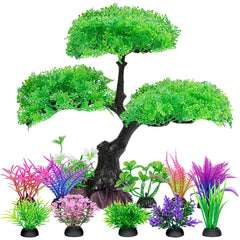 Ameliade aquarium artificial plants green set provides natural-looking cover for fish