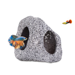 Ameliade aquarium cave ceramic-texture highlights natural stone look for realistic tank decor.