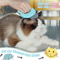 Ameliade Cat Comb in use with ergonomic handle for comfortable grooming