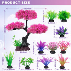 Ameliade pink cherry blossom tree decor with leaves adds natural realism in tanks.