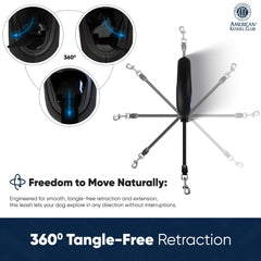 American Kennel Club retractable leash includes a 360-degree swivel clip to prevent tangles.
