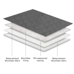 Ameritex protective bed cover guarding bed against dirt and moisture.