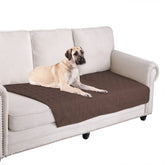 Ameritex waterproof blanket dog bed cover side view showing spill protection on furniture.
