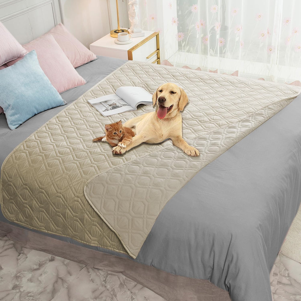 Ameritex waterproof dog bed cover close-up fabric protects furniture from spills and stains.