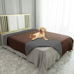 Ameritex waterproof dog bed cover folded, protects furniture from spills.
