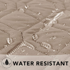 Ameritex waterproof dog bed cover on sofa demonstrates easy spill protection and pet-friendly comfort.