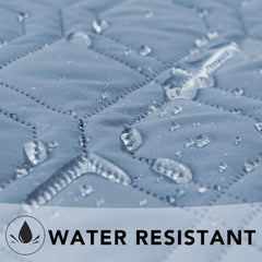 Ameritex waterproof dog bed cover showing reversible colors for room style.