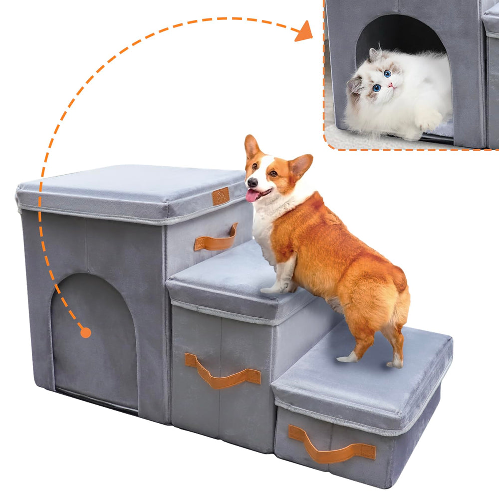 AMFIYQ dog stairs 24h steps: sturdy non-slip steps for easy bed access.