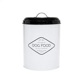 Amici Pet Buster storage bin front view with compact metal design for pantry storage