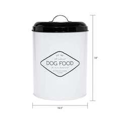 Amici Pet Buster metal construction conveys durable storage for dog food and treats