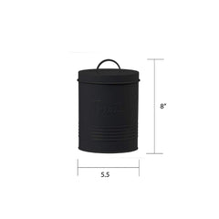 Amici Pet retro storage jar side profile highlights modern metal motif for home decor integration.