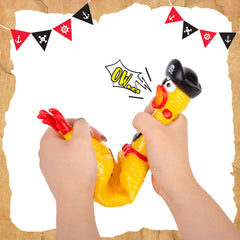 AMOR PRESENT squeaky chicken with detachable head for easy maintenance.