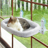 AMOSIJOY cordless cat window perch plush cushion bed for cozy sunbathing
