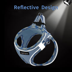 AMTOR dog harness leash set in blue provides coordinated security and strap padding for better grip.