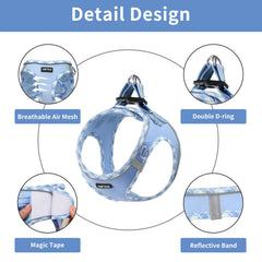 AMTOR small dog harness blue with reflective strips improves visibility during evening strolls.