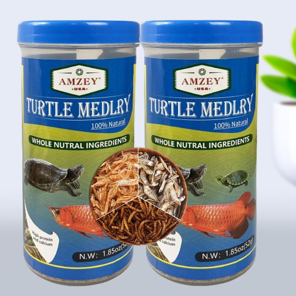 Amzey aquatic turtle food 2-pack jar for easy feeding