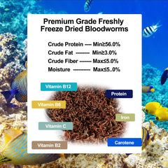 Amzey Freeze-dried Blood Worms closeup — natural, preservative-free nutrition.