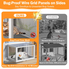 AMZOSS Cat Window Box Catio features PVC curtain for weather shield and privacy.