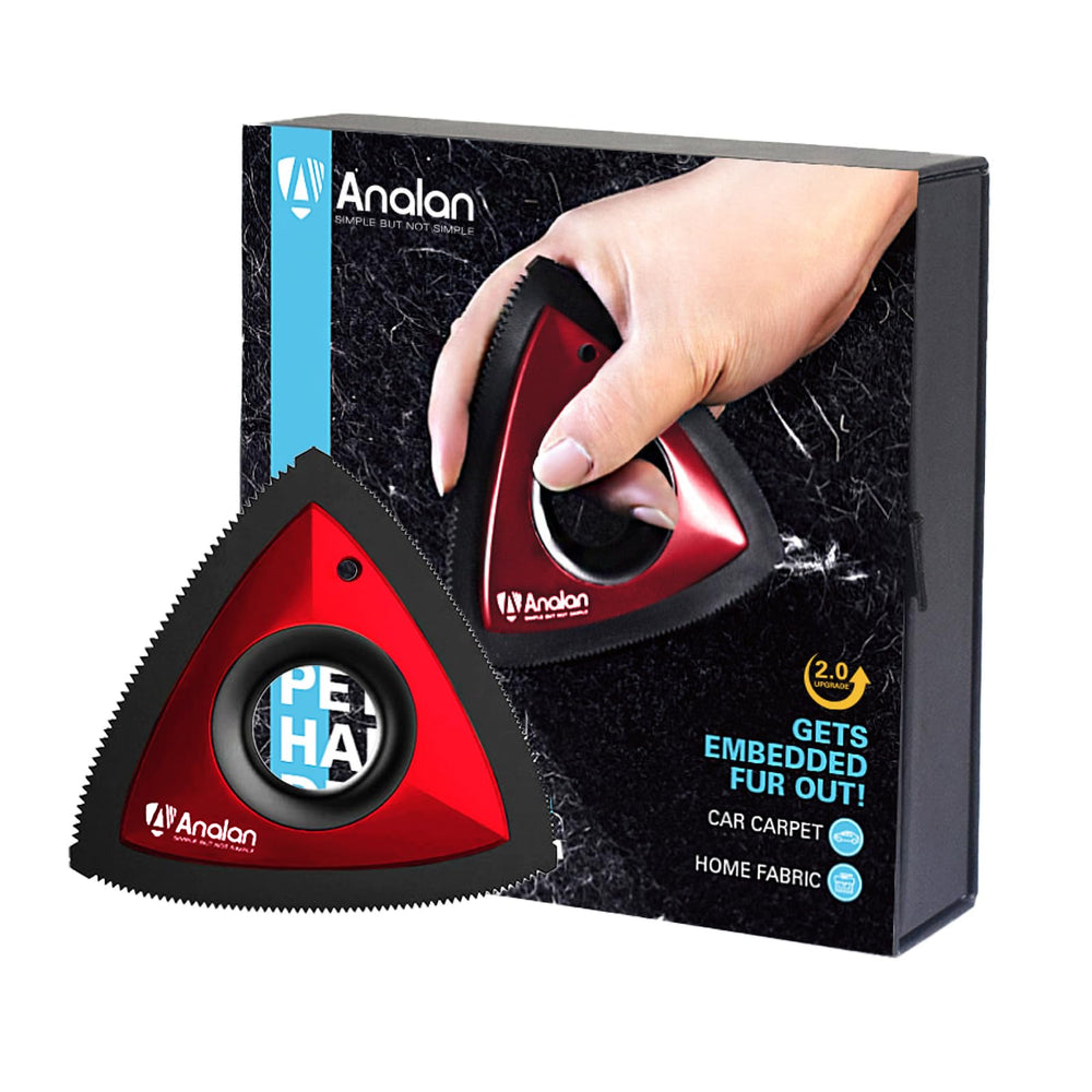 Analan removepelo triángulo rojo rubí para coche y tapicería, limpia rápidamente.