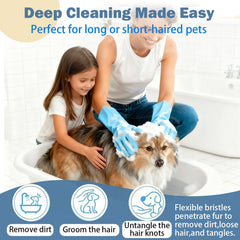 Anazzly pte Grooming Gloves for wet use highlight silicone for baths and easy rinsing.