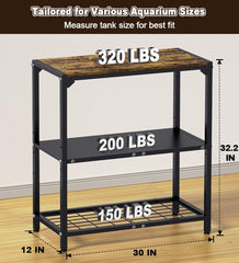 AnBaiMei aquarium stand 3-tier storage demonstrates organized space for tanks and supplies