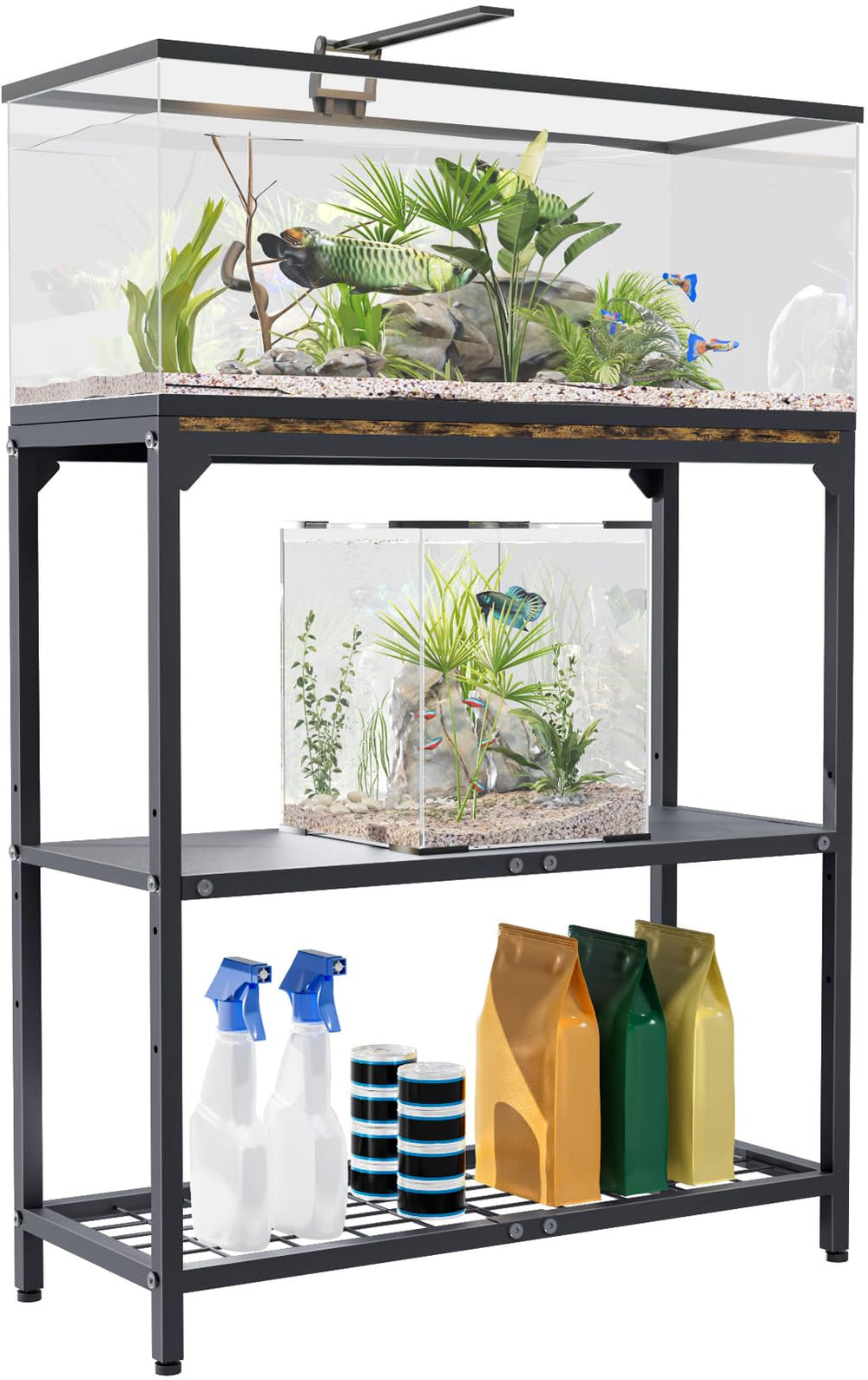 AnBaiMei aquarium stand top view shows sturdy frame for secure, reliable support