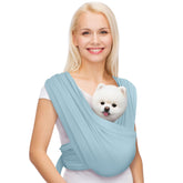 AnccoPlus front-facing dog sling in baby blue for hands-free front carry and closer pet companionship.