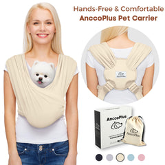AnccoPlus hands-free cat carrier beige keeps your feline close during busy outings.