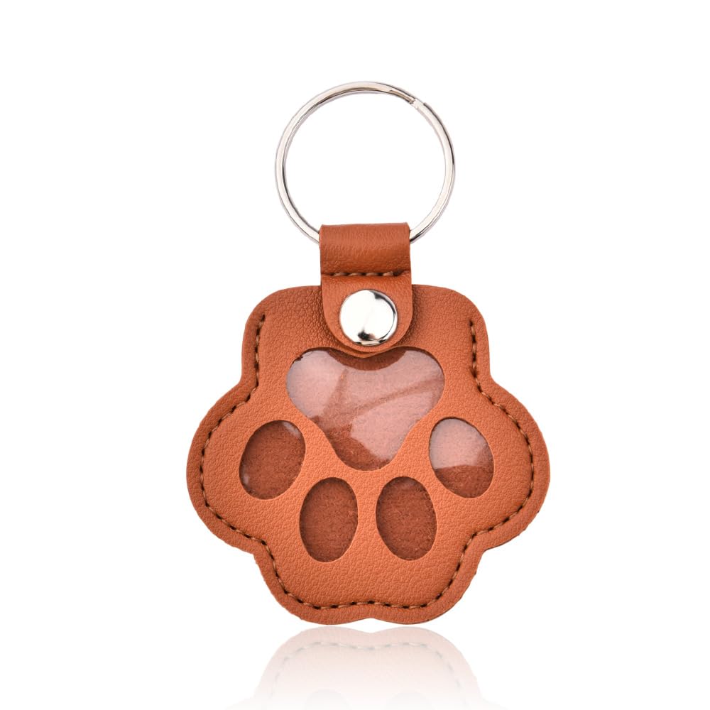 Ancnoz Pet Fur Memorial Keychain with paw-design window showing fur storage for lasting memories