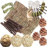 ANDES Bunny Hamsters Chew Toys Set straw mat image highlights natural safe chew surface for small pets
