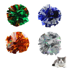 Andiker 3.54-inch Mylar cat crinkle ball set in four colors for interactive play