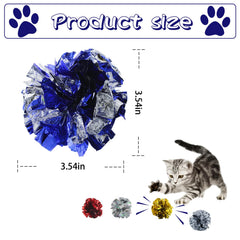Close-up of sparkling Mylar surface on Andiker crinkle ball for cats