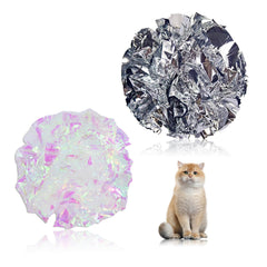 Andiker cat crinkle ball white silver closeup highlights shiny crinkle paper for engaging play.