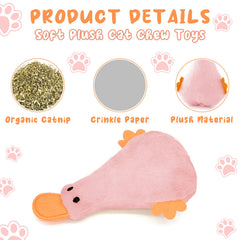 Andiker catnip toy duck green, durable chew-friendly plush for teething and bite resistance
