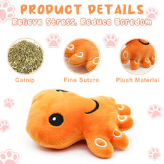 Andiker catnip toy octopus orange crinkle detail enhances interactive play