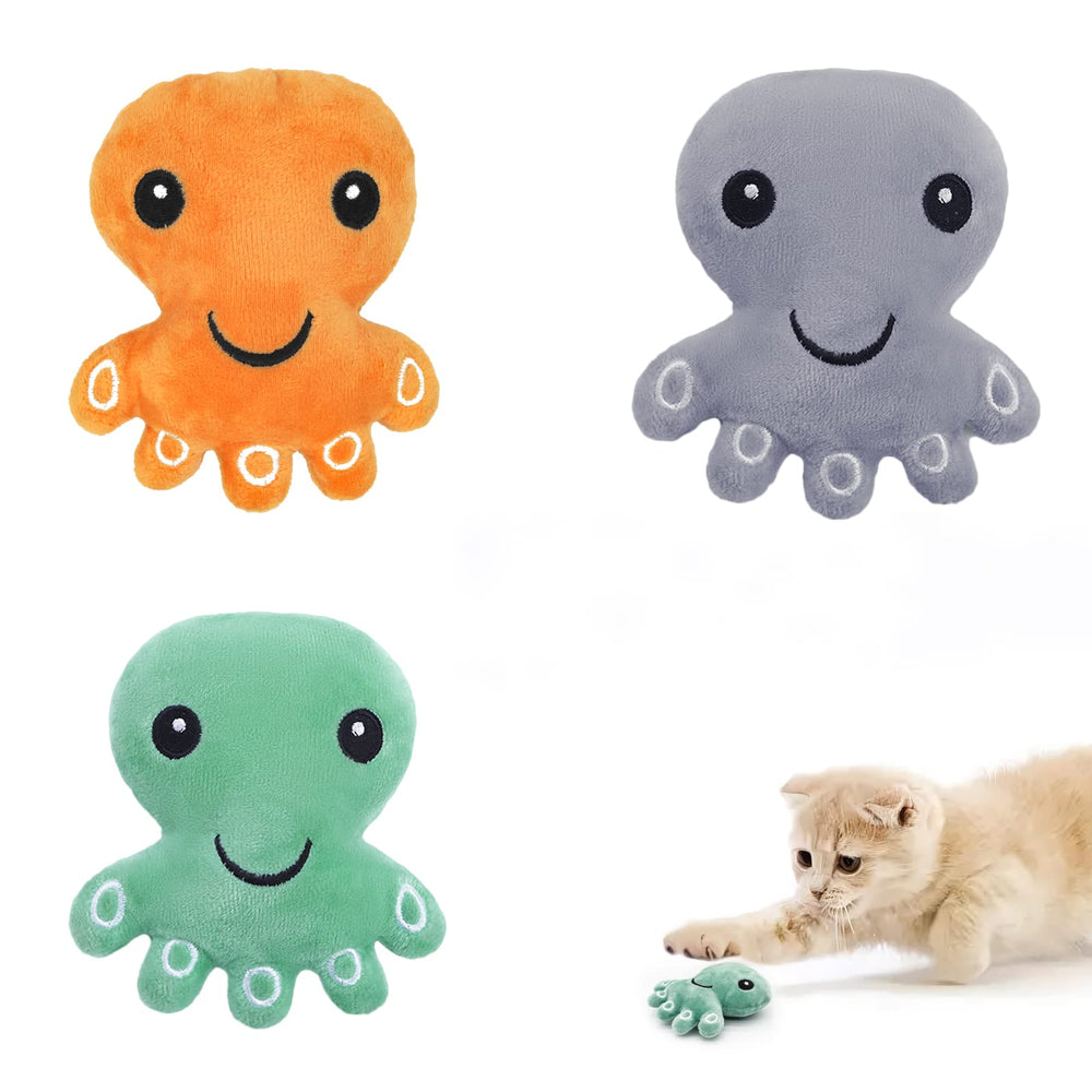 Andiker catnip toy octopus orange front view with plush texture for cats