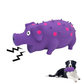 Andiker dog squeaky toy dots latex 8in purple encourages active chewing and mind engagement