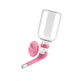 Andiker dog water bottle for crate pink no-drip angle demonstrates spill-free drinking.