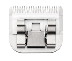 Andis Ceramic Edge size-10 blade closeup shows cooler operation for extended grooming.